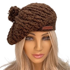 Jackyco Winter Collection | Crochet Beret Handmade | Color: Brown